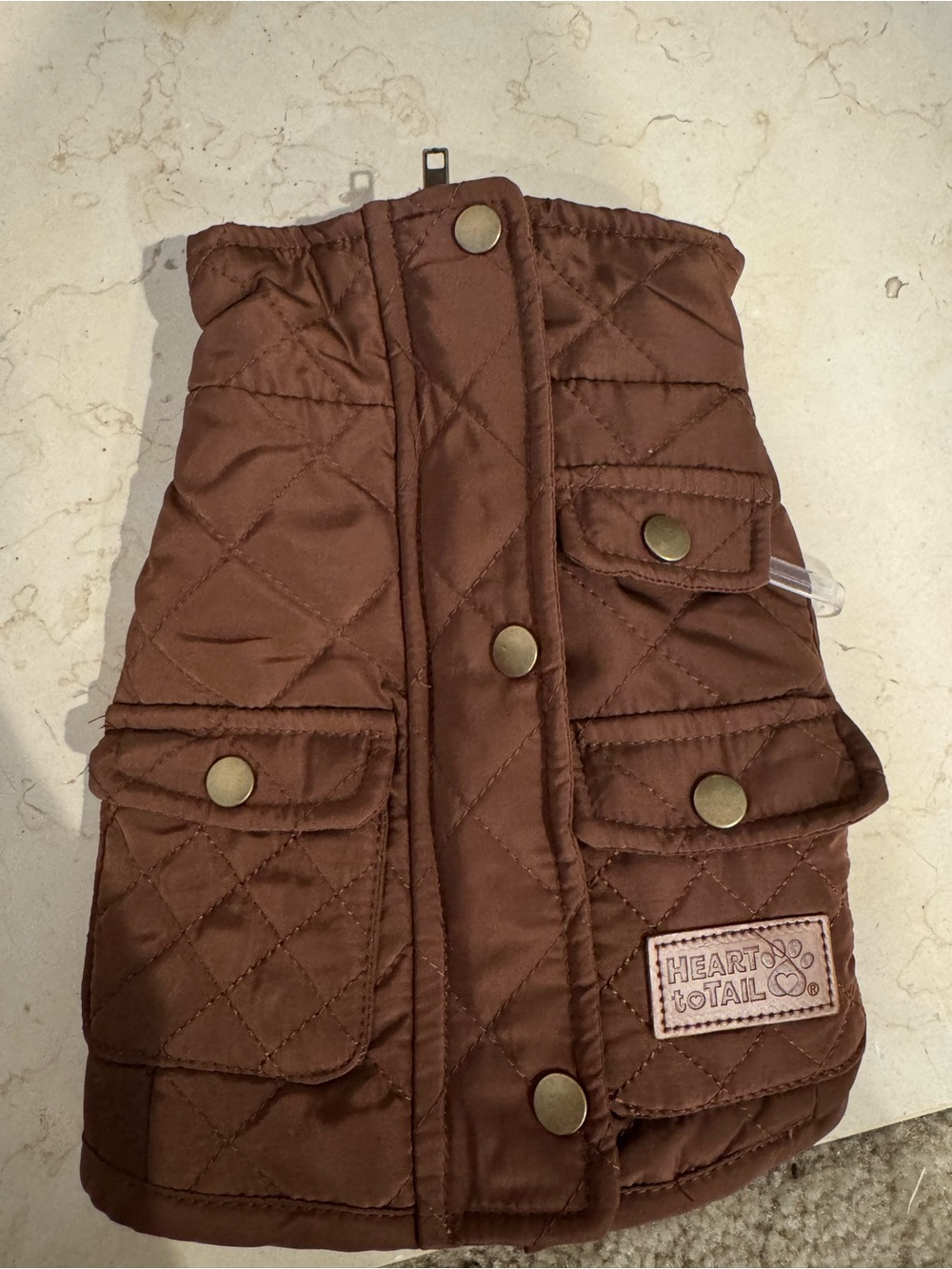 Heat to Tail pet winter vest, brown, xs